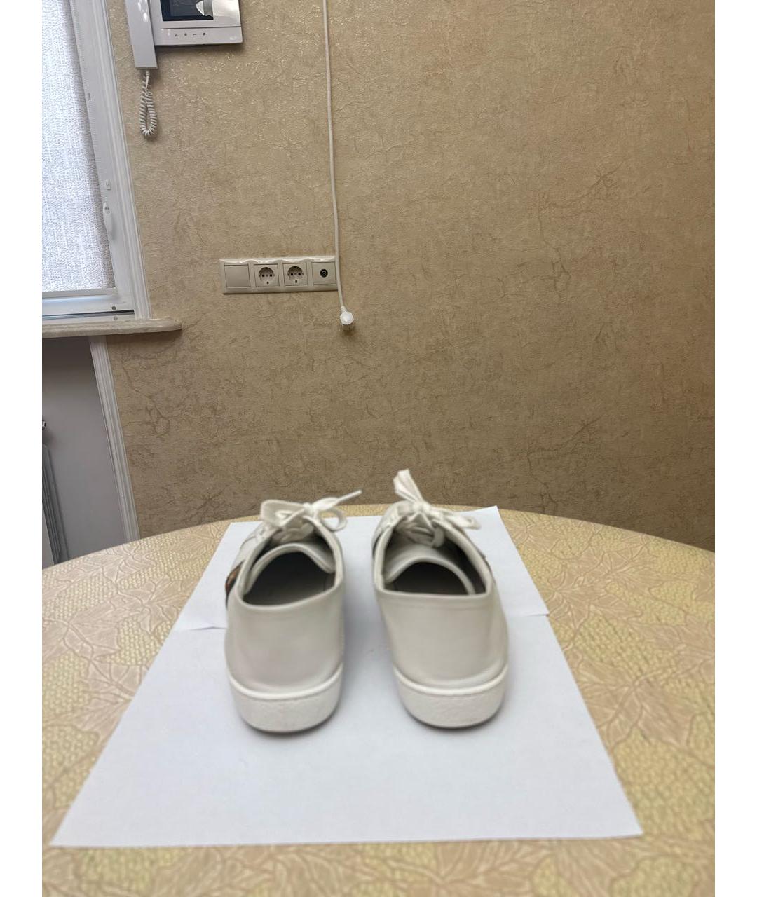 GUCCI Белые кожаные кроссовки, фото 4