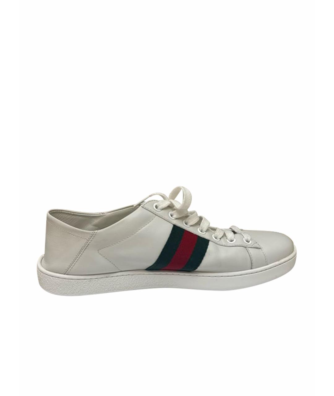 GUCCI Белые кожаные кроссовки, фото 1