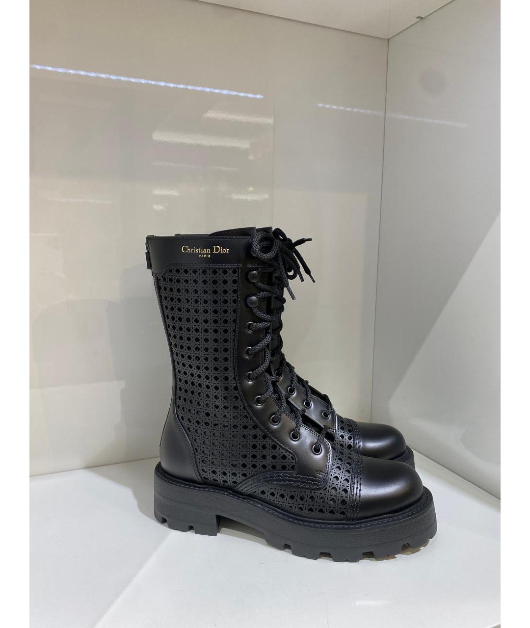 CHRISTIAN DIOR Черные кожаные ботинки, фото 2