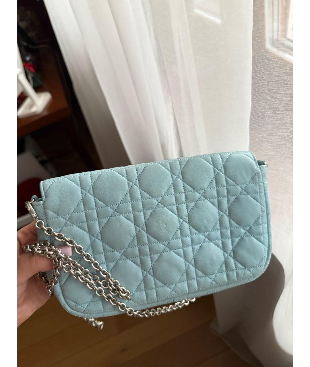 CHRISTIAN DIOR Голубая кожаная сумка через плечо, фото 2