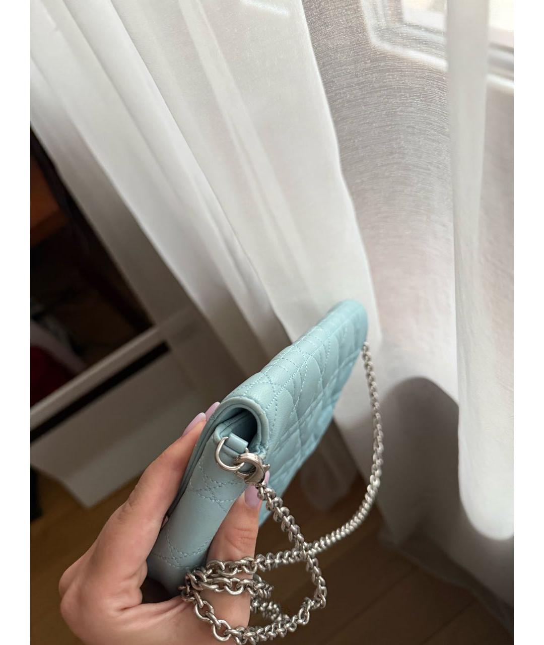 CHRISTIAN DIOR Голубая кожаная сумка через плечо, фото 3