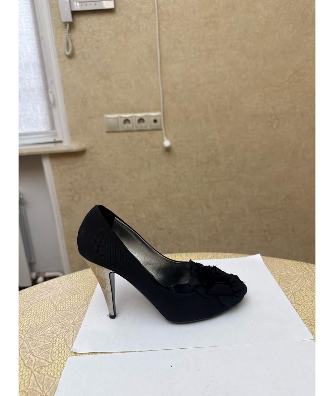 CHANEL Черные текстильные туфли, фото 5