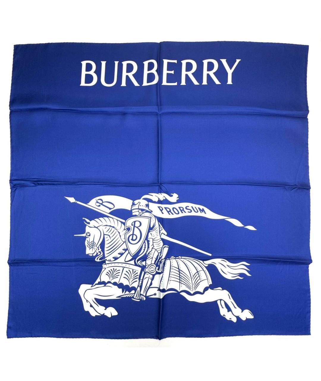 BURBERRY Синий шелковый платок, фото 4