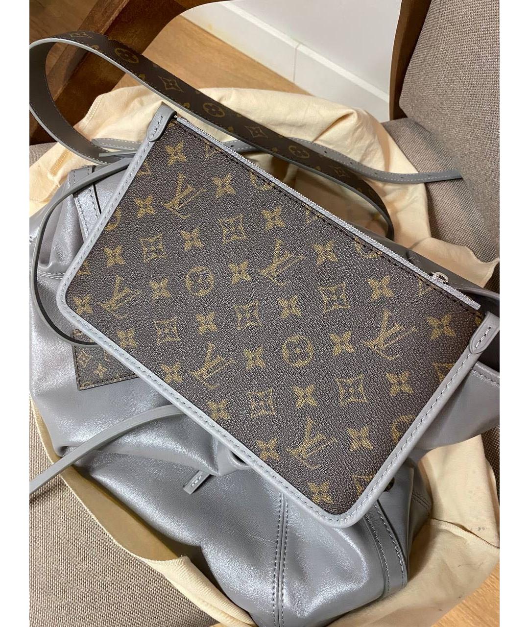 LOUIS VUITTON Серая кожаная сумка тоут, фото 6