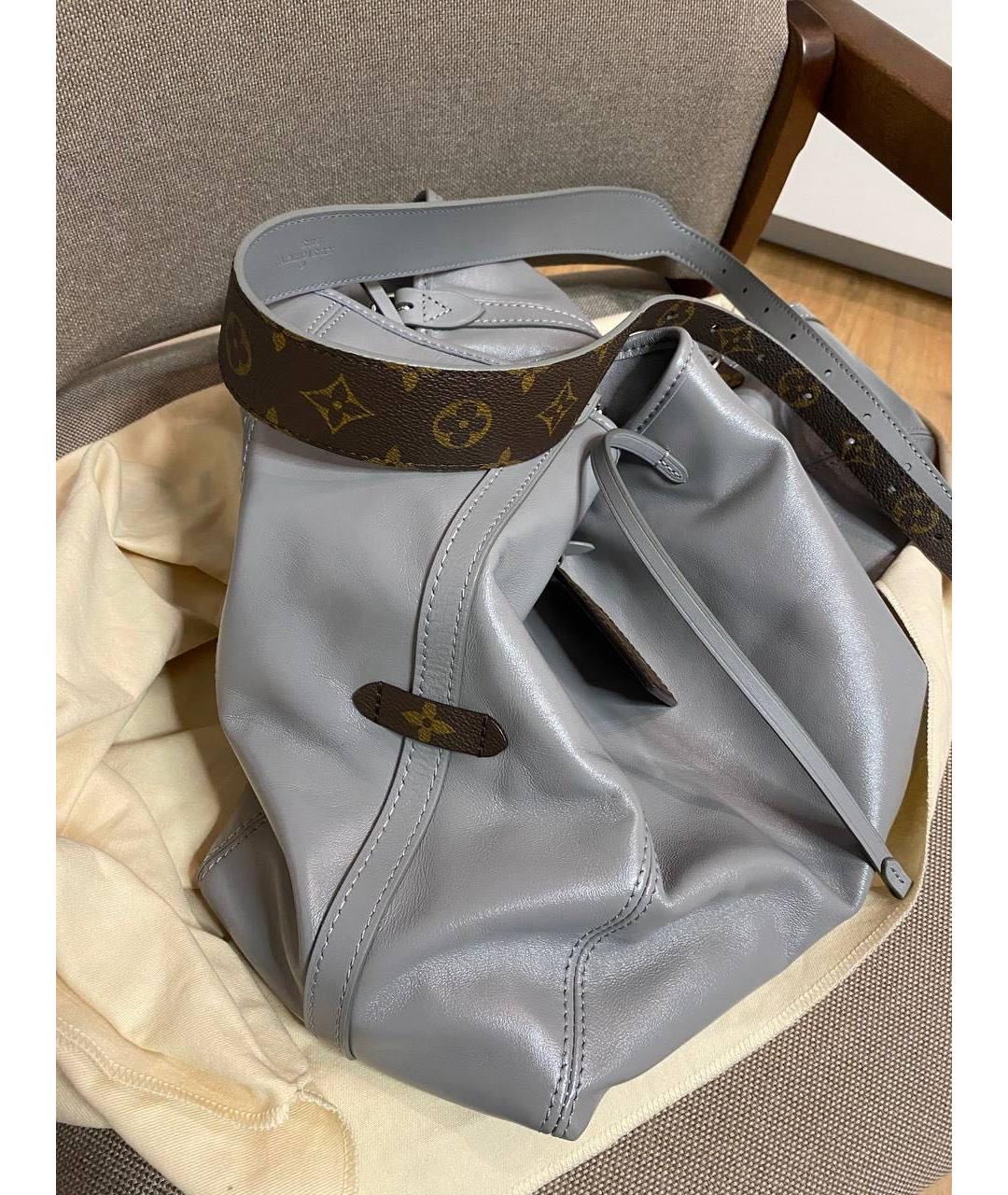 LOUIS VUITTON Серая кожаная сумка тоут, фото 7