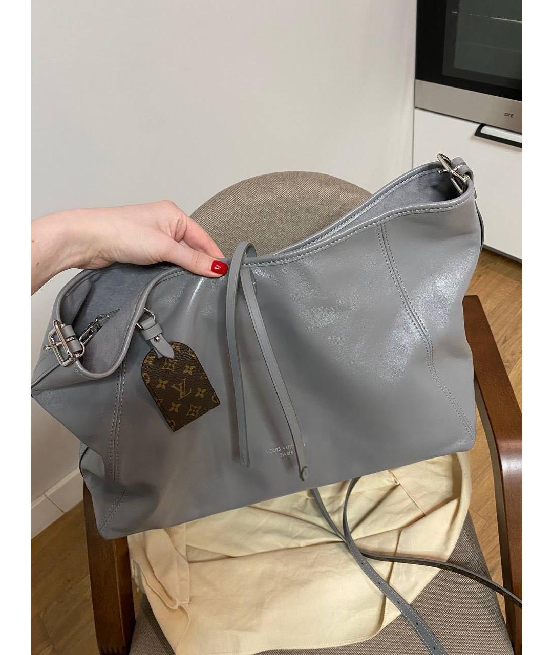 LOUIS VUITTON Серая кожаная сумка тоут, фото 5