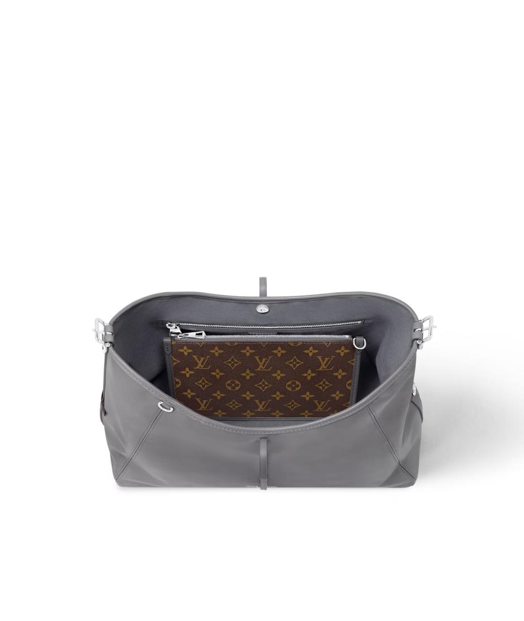 LOUIS VUITTON Серая кожаная сумка тоут, фото 3