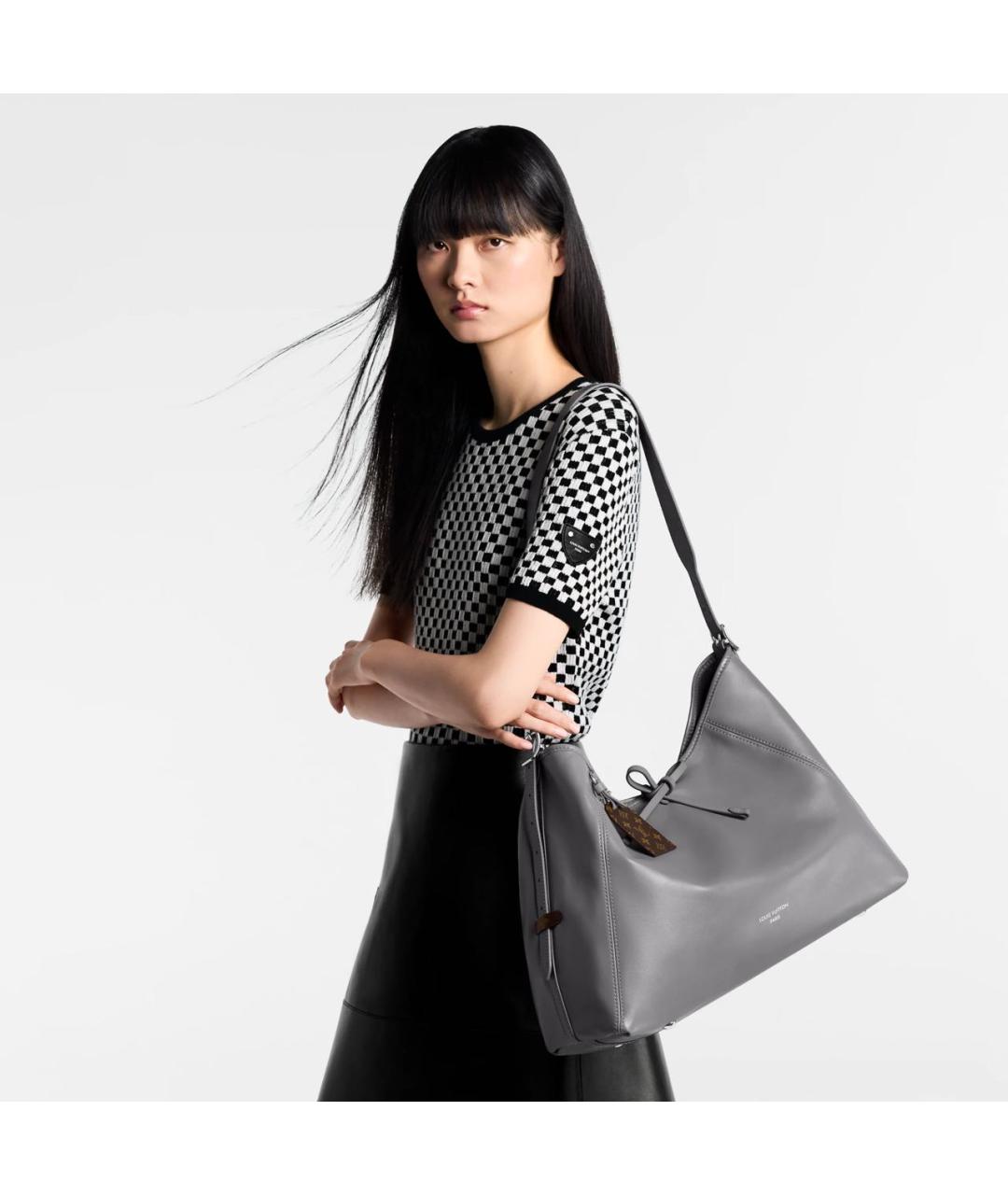 LOUIS VUITTON Серая кожаная сумка тоут, фото 4