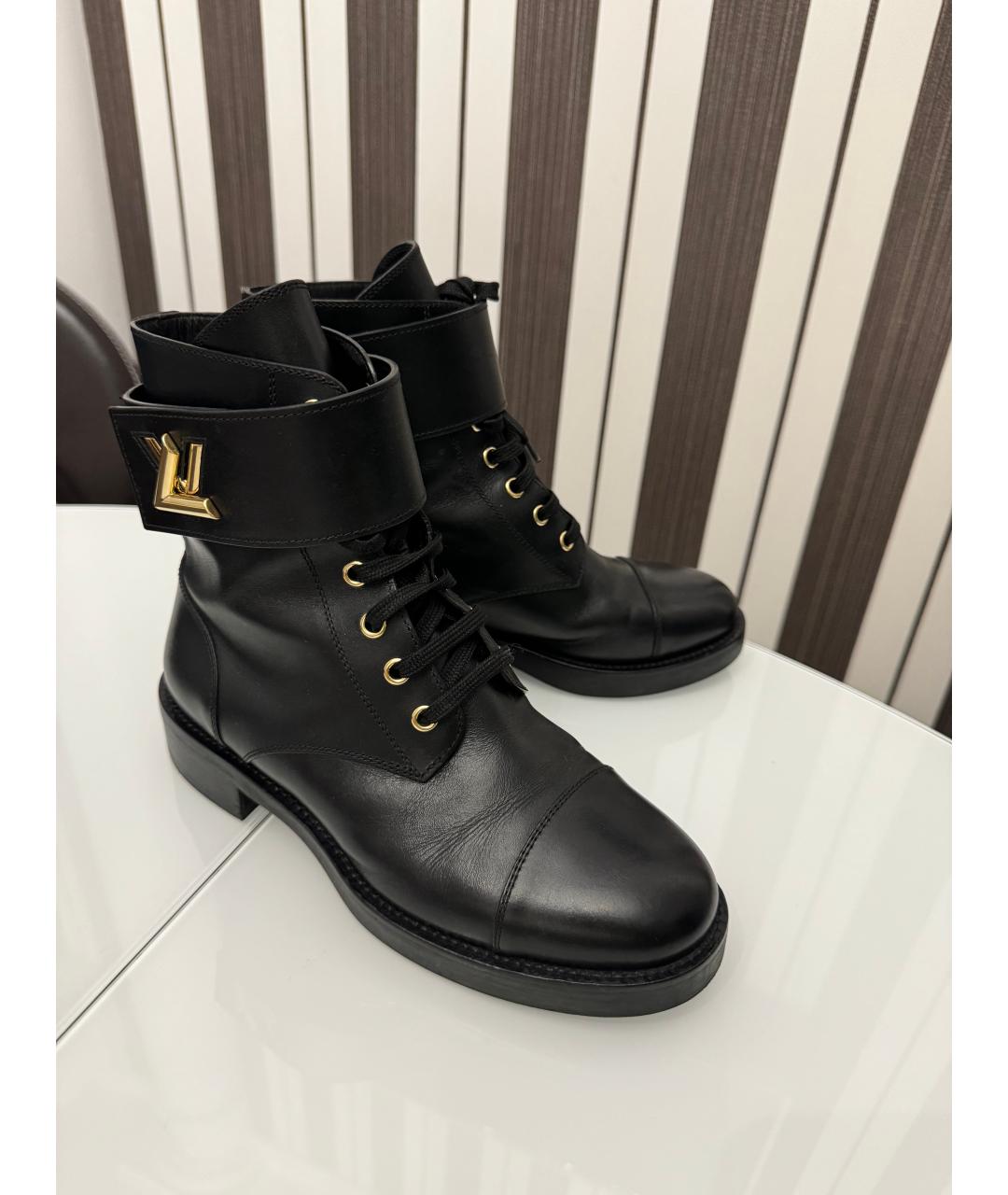 LOUIS VUITTON Черные кожаные ботинки, фото 3
