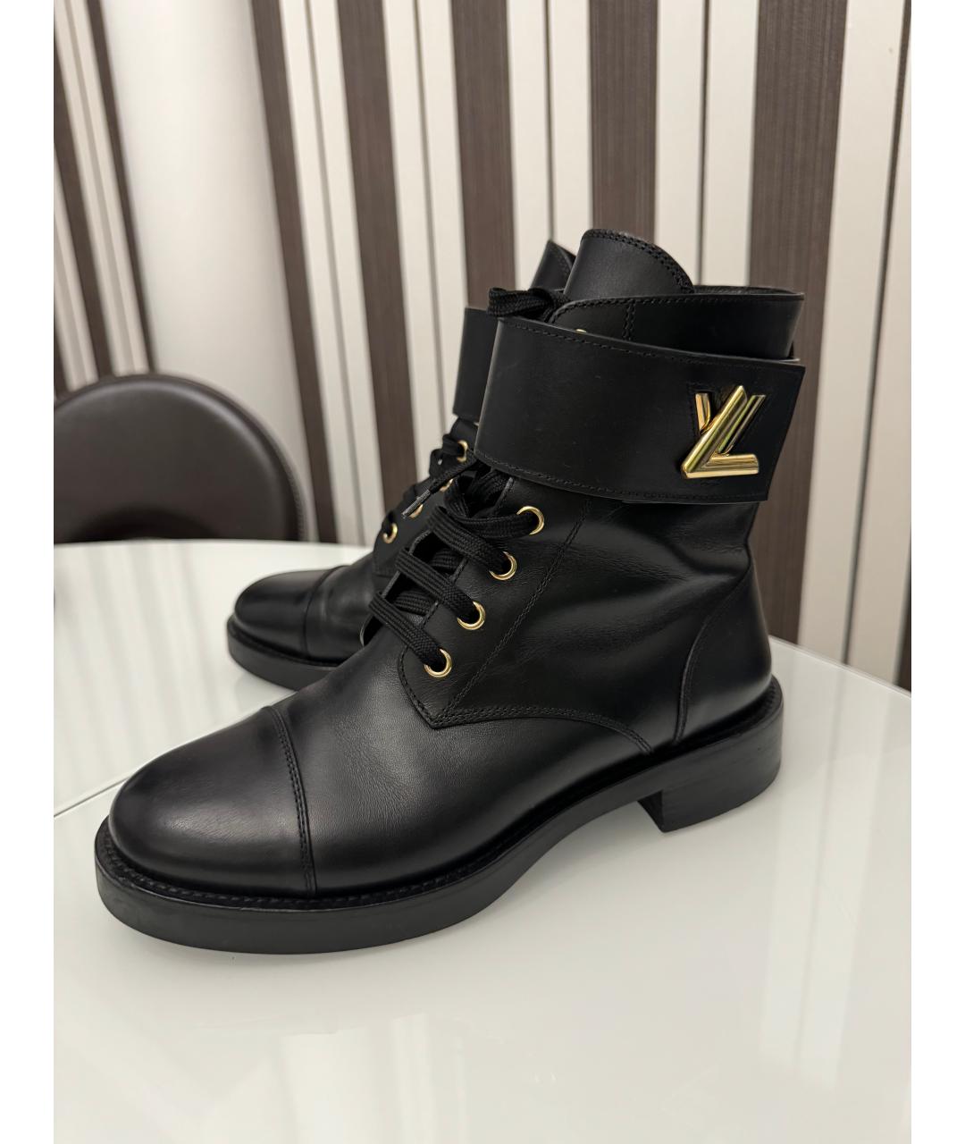 LOUIS VUITTON Черные кожаные ботинки, фото 2