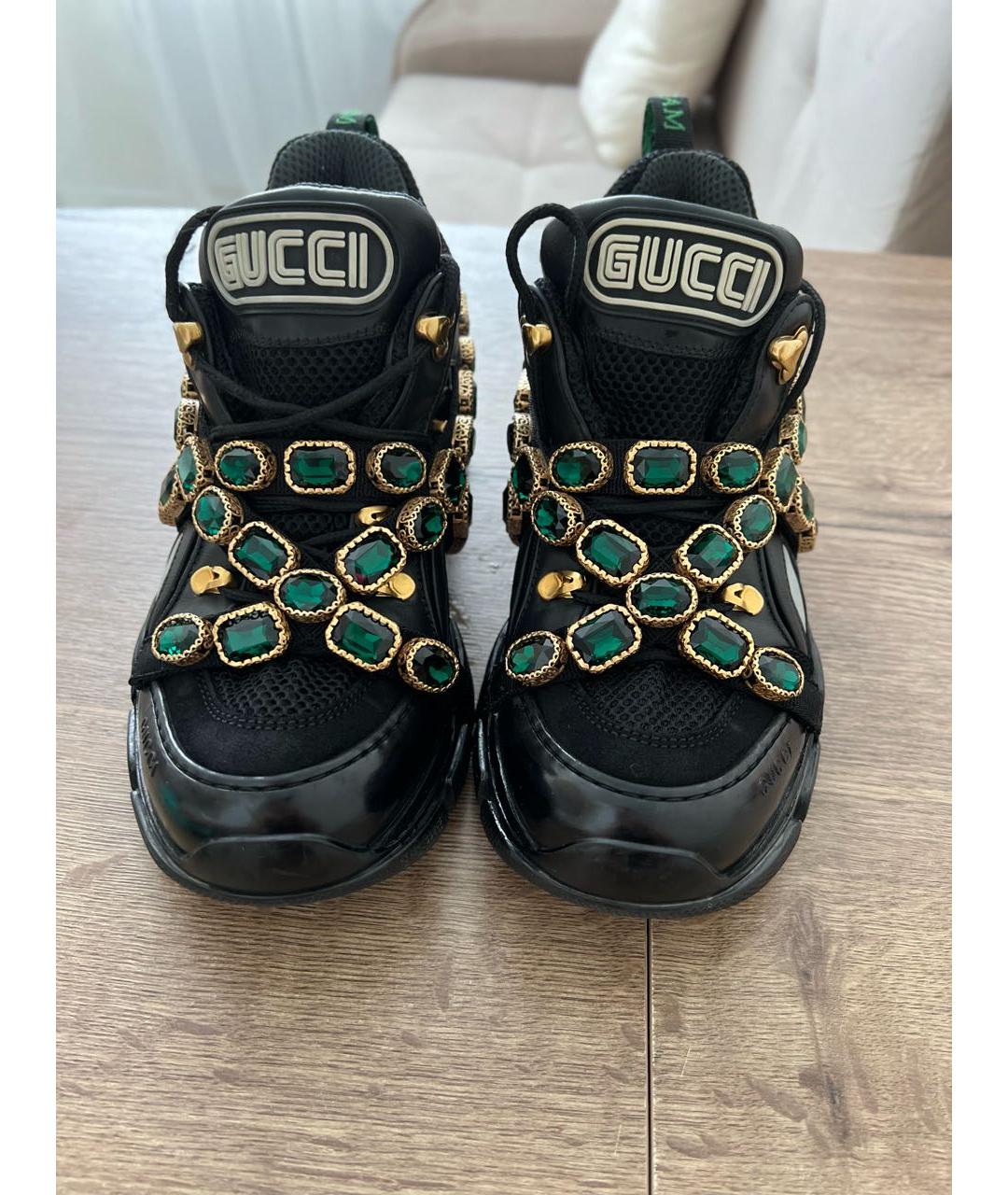 GUCCI Черные кожаные кроссовки, фото 2