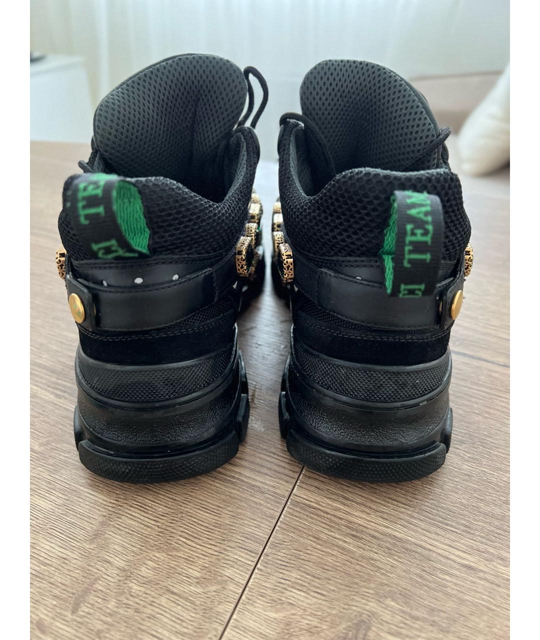 GUCCI Черные кожаные кроссовки, фото 4