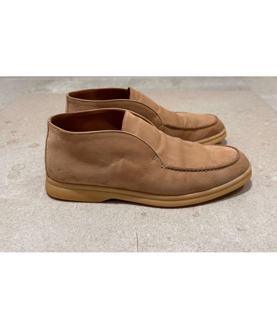 LORO PIANA Бежевые замшевые лоферы, фото 4