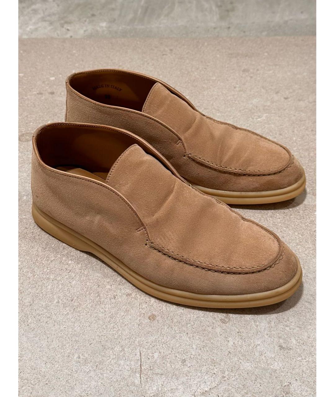 LORO PIANA Бежевые замшевые лоферы, фото 8