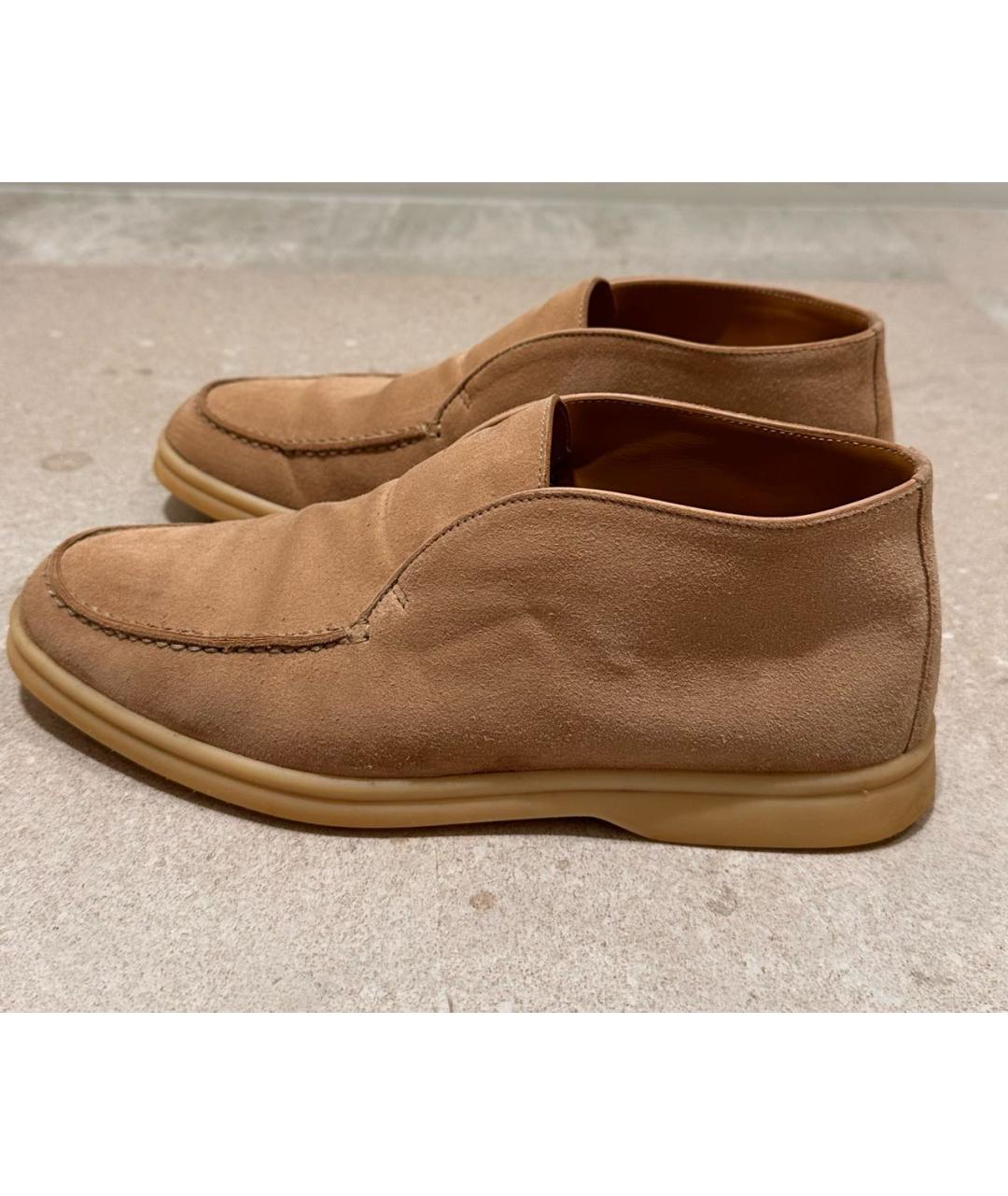 LORO PIANA Бежевые замшевые лоферы, фото 9