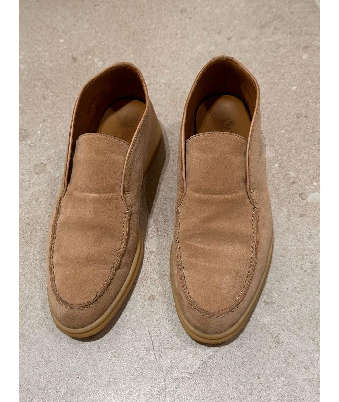 LORO PIANA Бежевые замшевые лоферы, фото 7