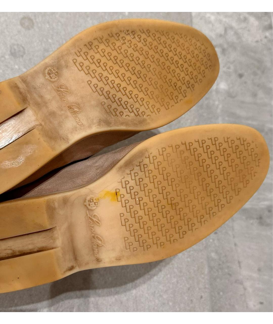 LORO PIANA Бежевые замшевые лоферы, фото 6