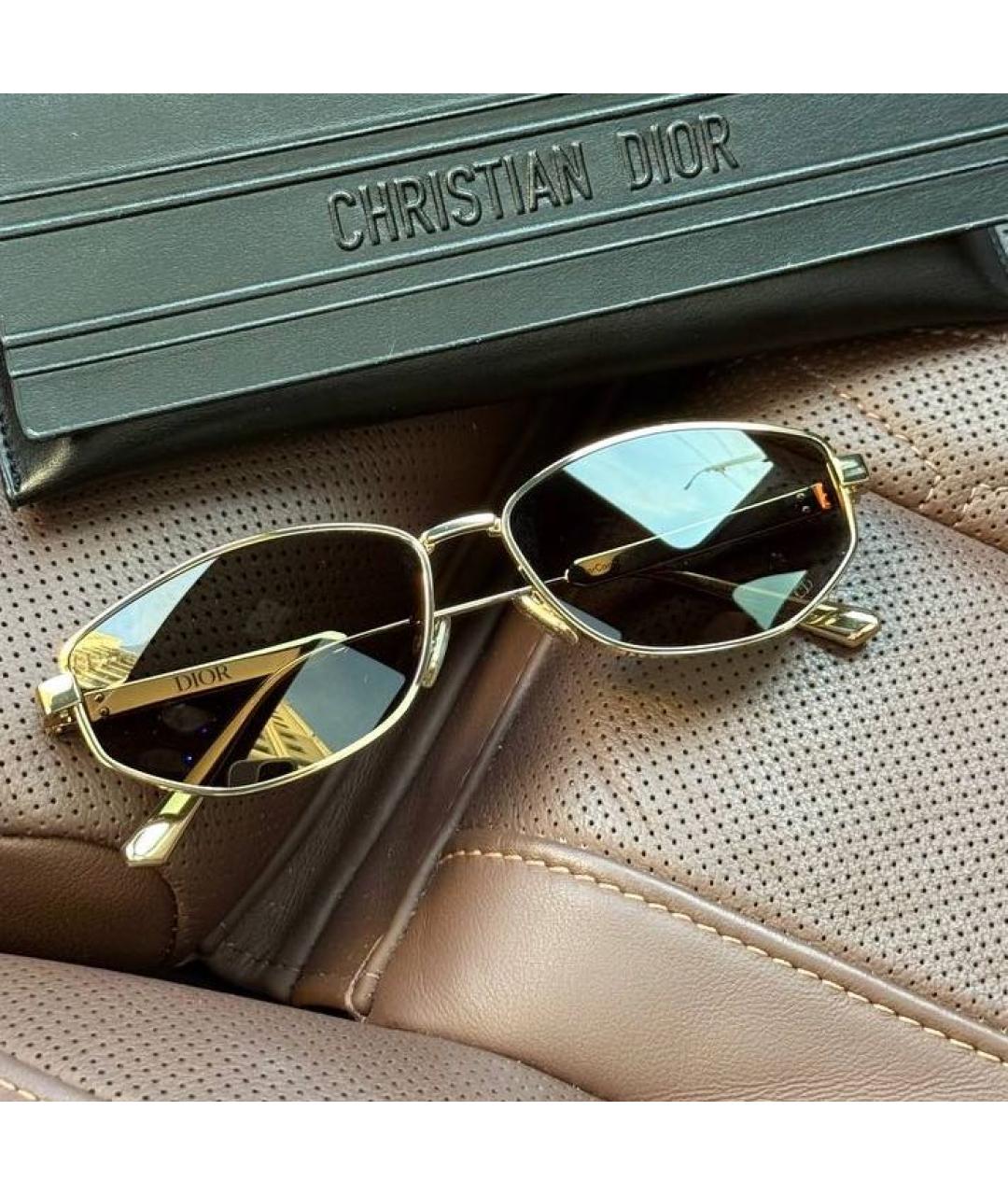 CHRISTIAN DIOR Золотые металлические солнцезащитные очки, фото 2