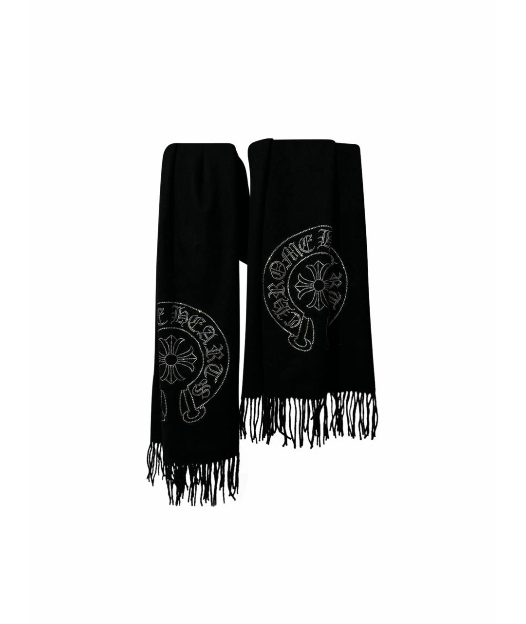 CHROME HEARTS Черный кашемировый шарф, фото 1