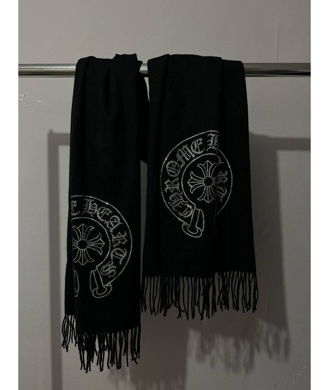 CHROME HEARTS Черный кашемировый шарф, фото 3