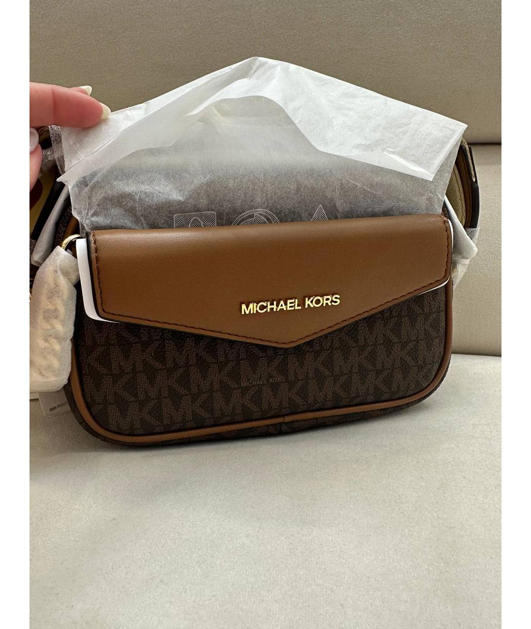MICHAEL KORS Коричневая сумка через плечо из искусственной кожи, фото 4