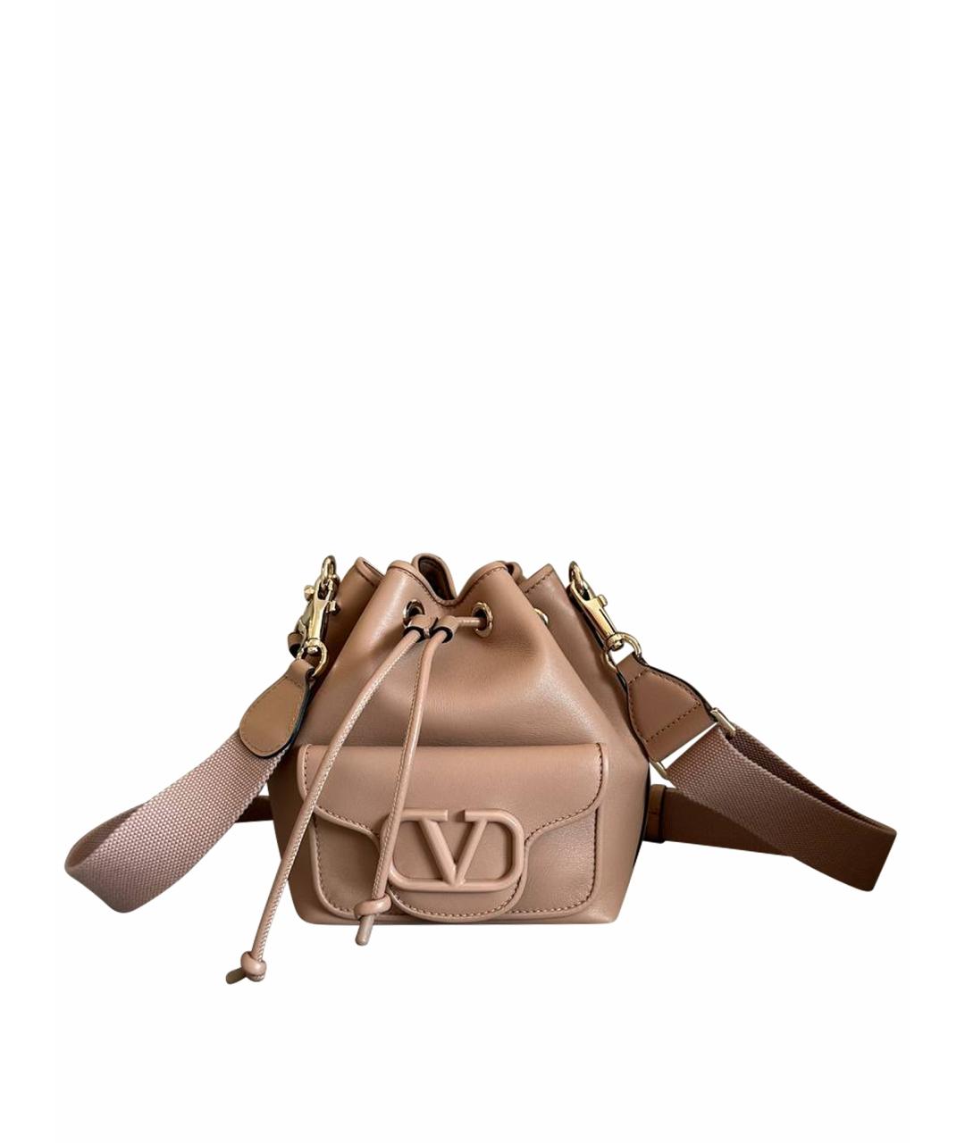 VALENTINO Бежевая кожаная сумка через плечо, фото 1