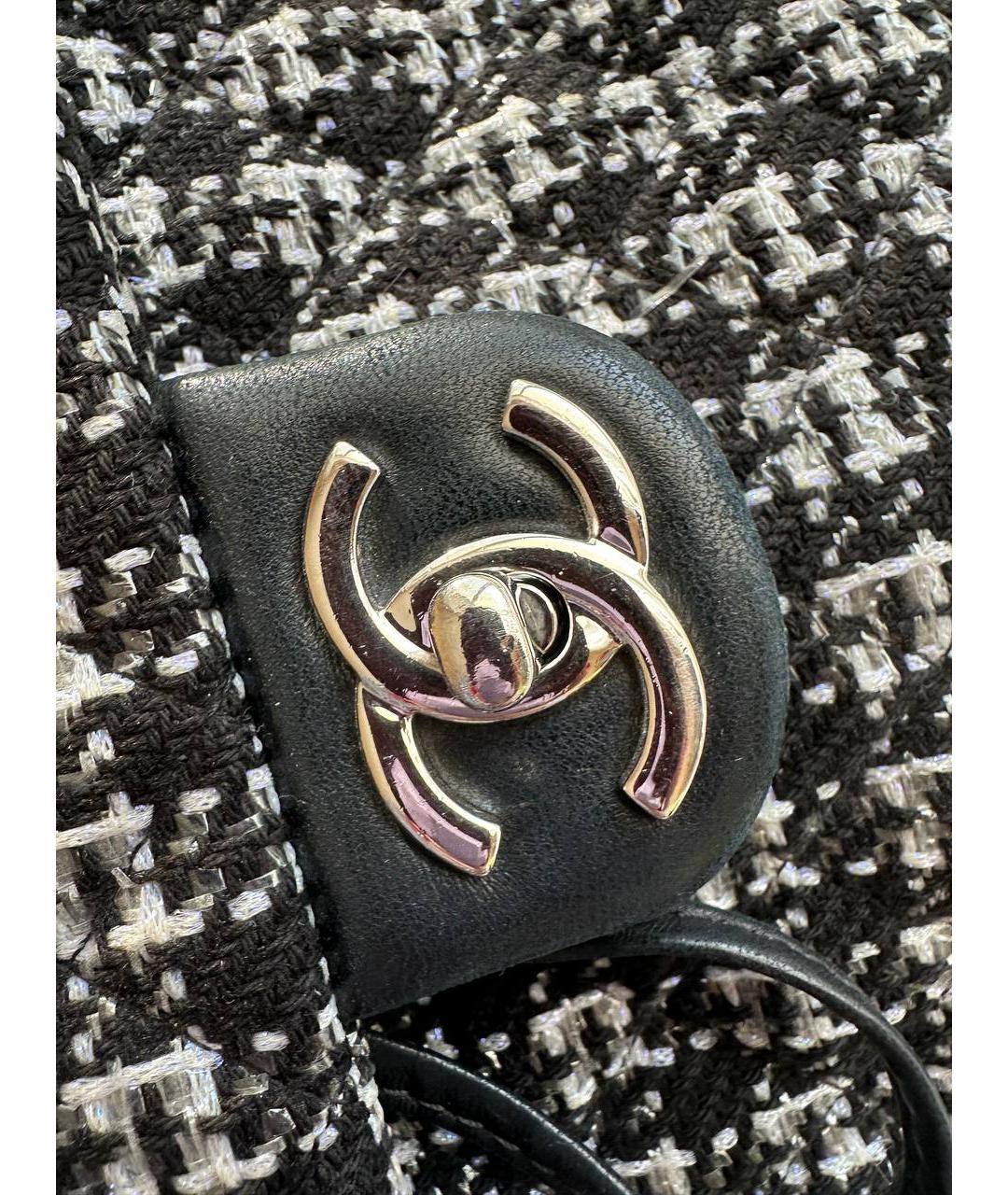 CHANEL Черный твидовый рюкзак, фото 7