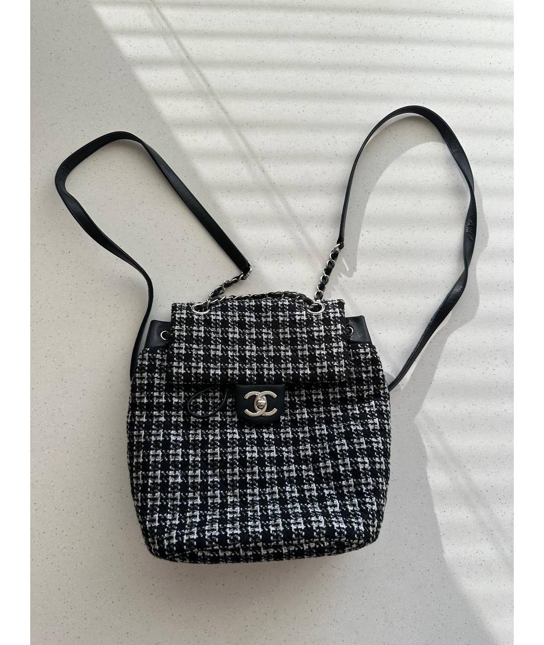 CHANEL Черный твидовый рюкзак, фото 9