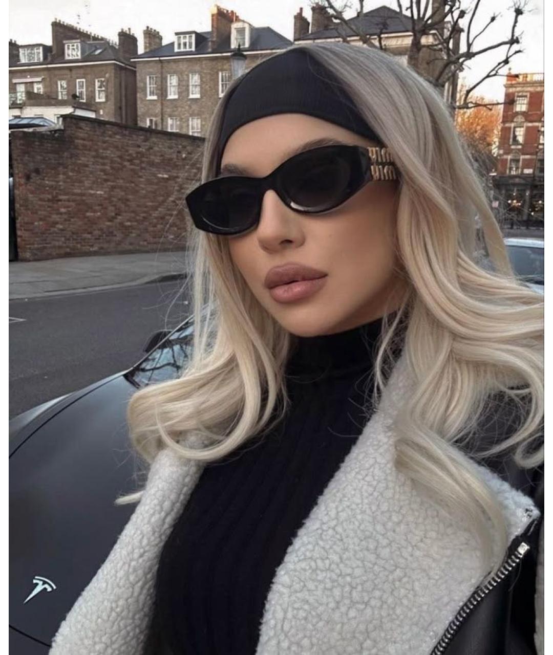 MIU MIU Черные пластиковые солнцезащитные очки, фото 4