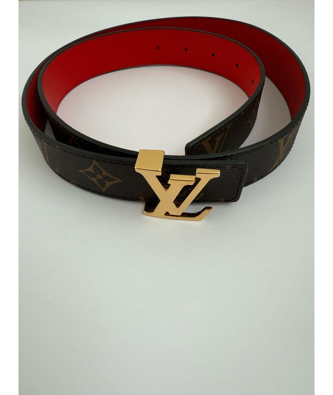 LOUIS VUITTON Коричневый кожаный ремень, фото 4