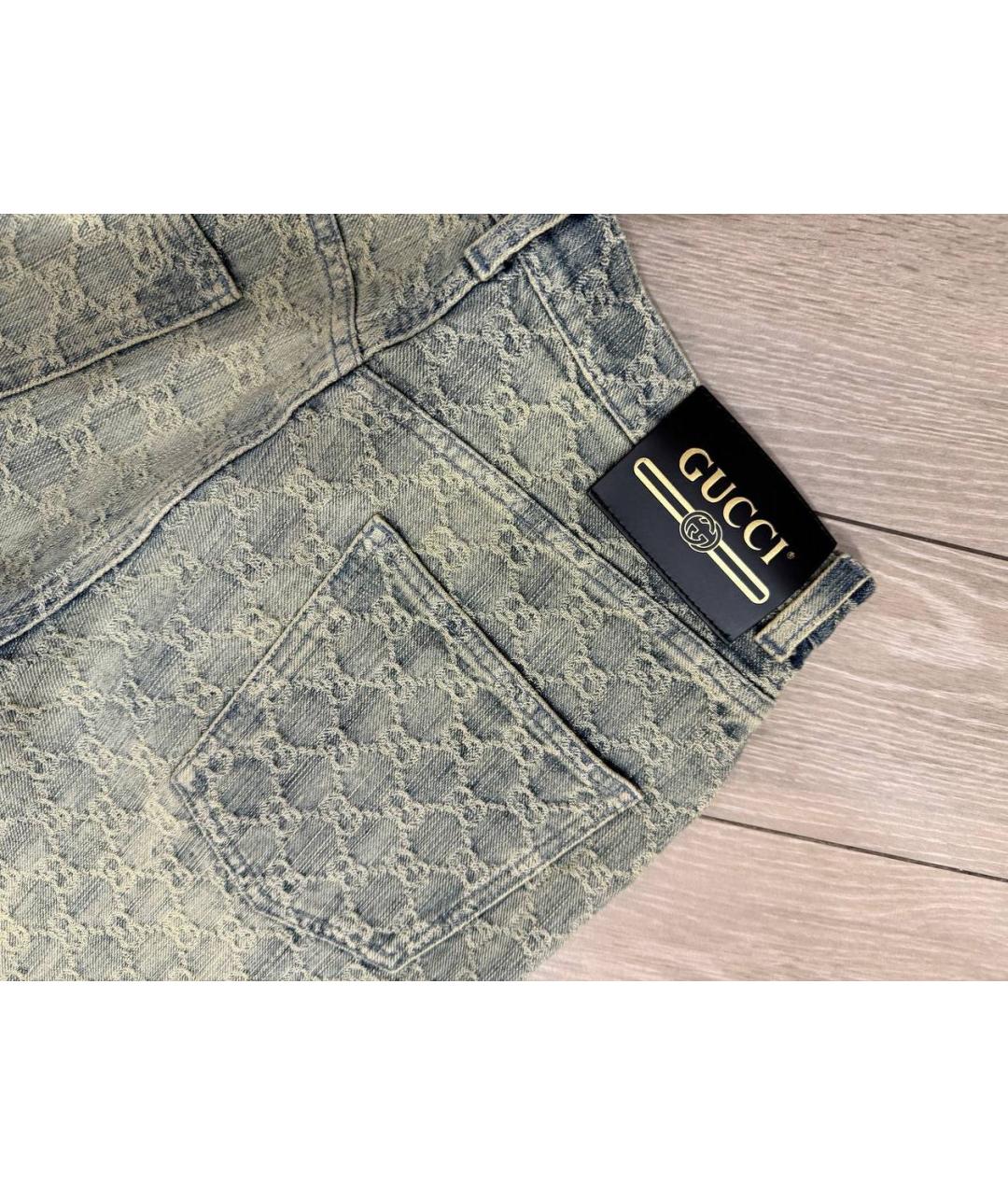 GUCCI Зеленые хлопковые прямые джинсы, фото 2