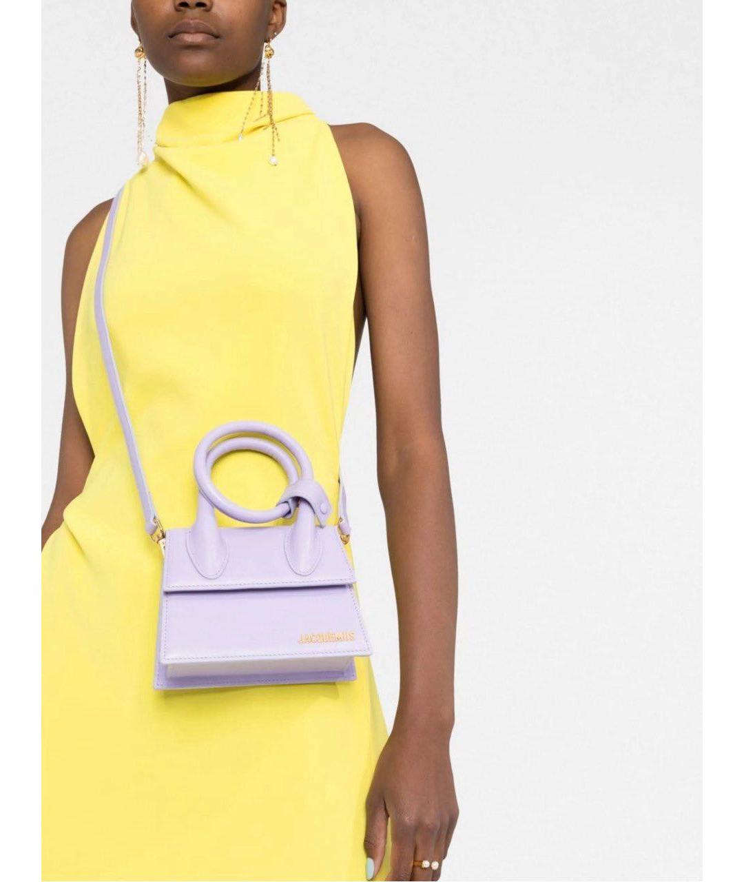 JACQUEMUS Фиолетовая кожаная сумка с короткими ручками, фото 6