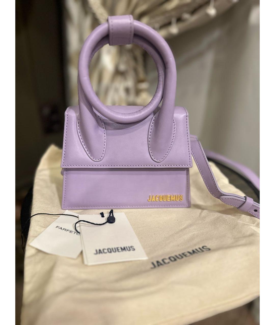 JACQUEMUS Фиолетовая кожаная сумка с короткими ручками, фото 7