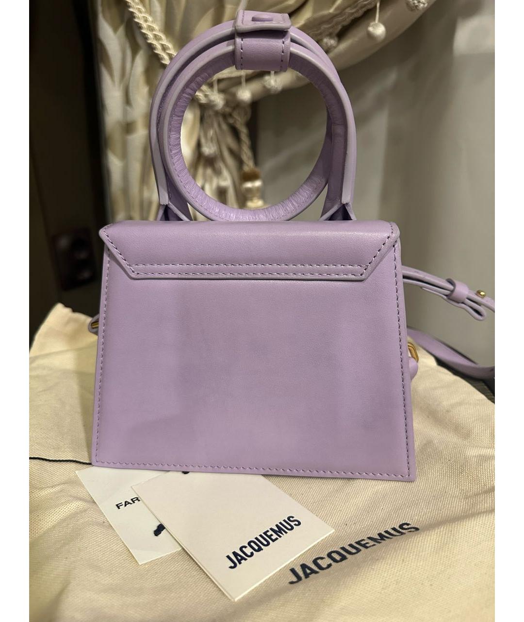 JACQUEMUS Фиолетовая кожаная сумка с короткими ручками, фото 3