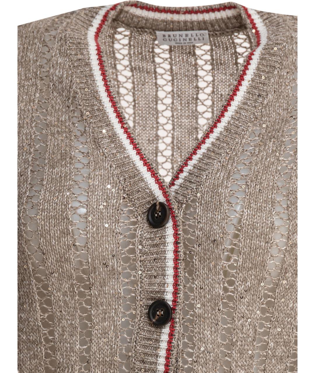BRUNELLO CUCINELLI Бежевая льняная жилетка, фото 3