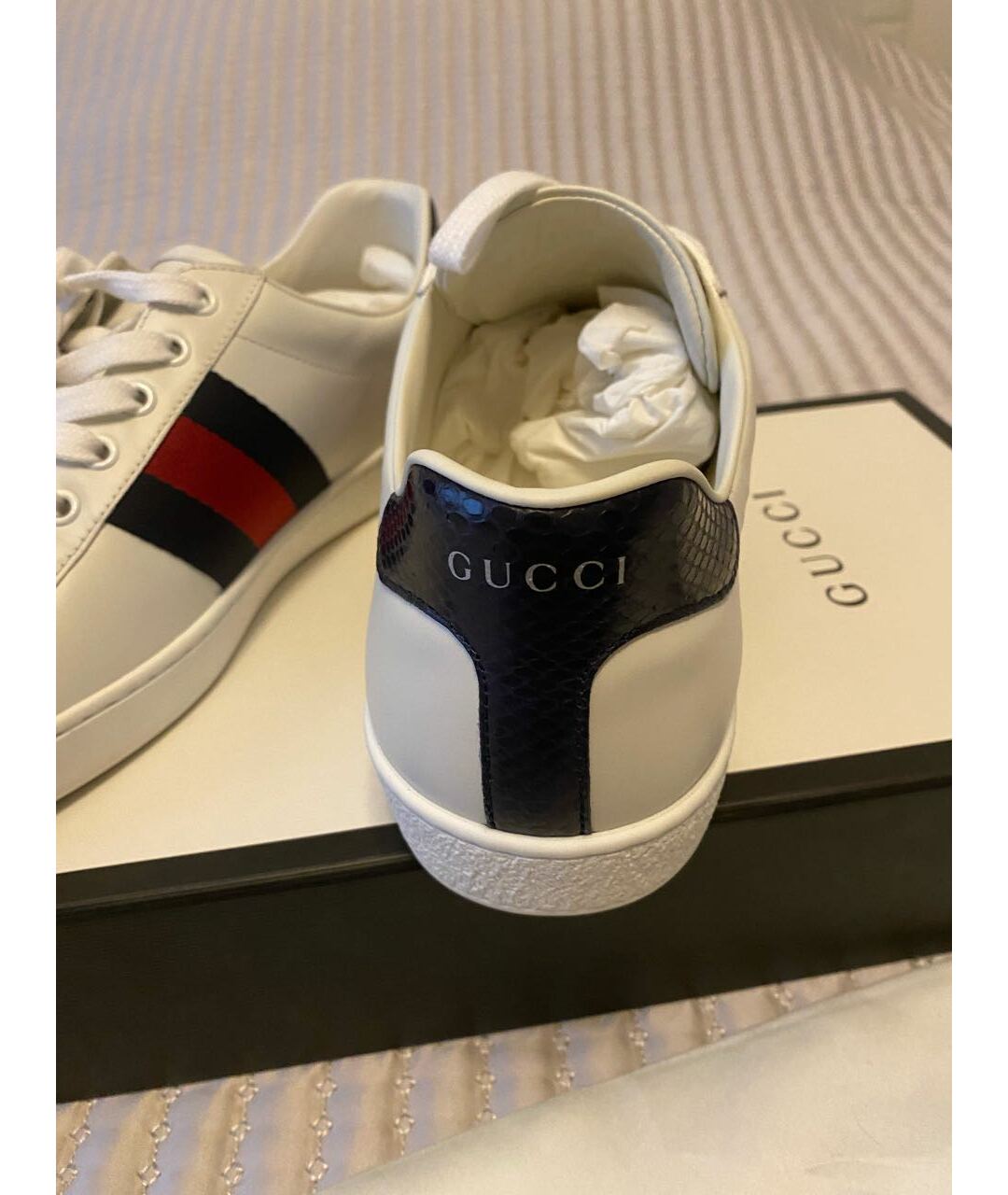 GUCCI Белые кожаные низкие кроссовки / кеды, фото 4