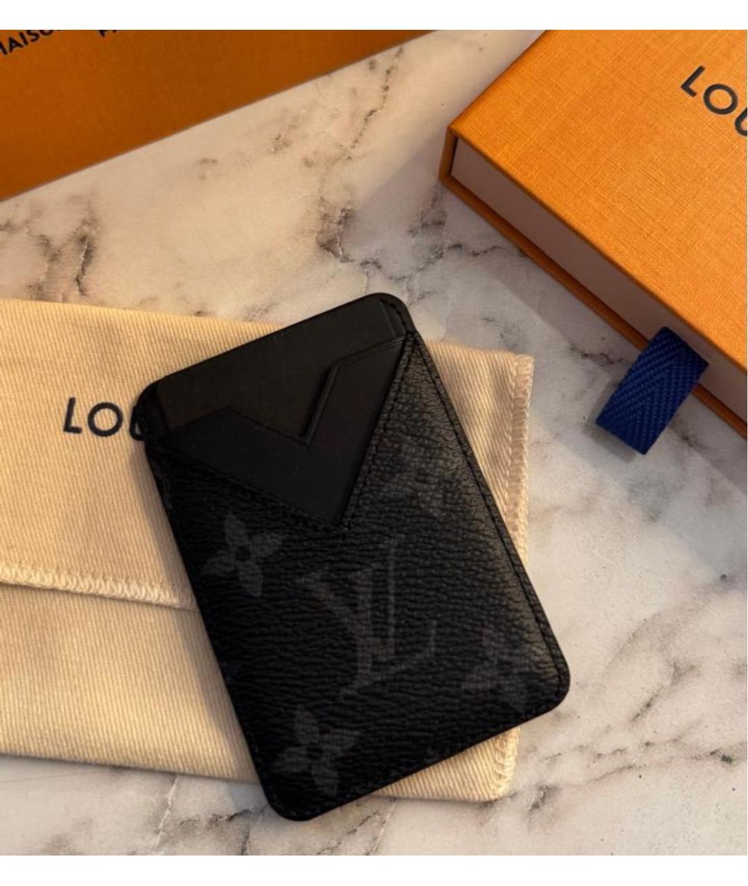 LOUIS VUITTON Серый кожаный кардхолдер, фото 2