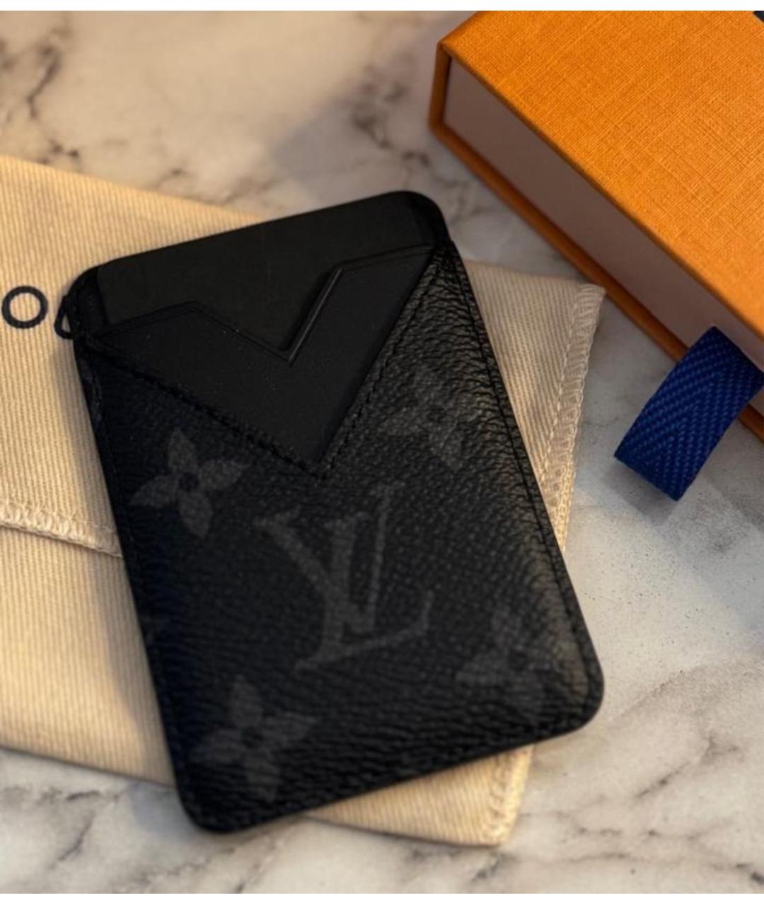 LOUIS VUITTON Серый кожаный кардхолдер, фото 3