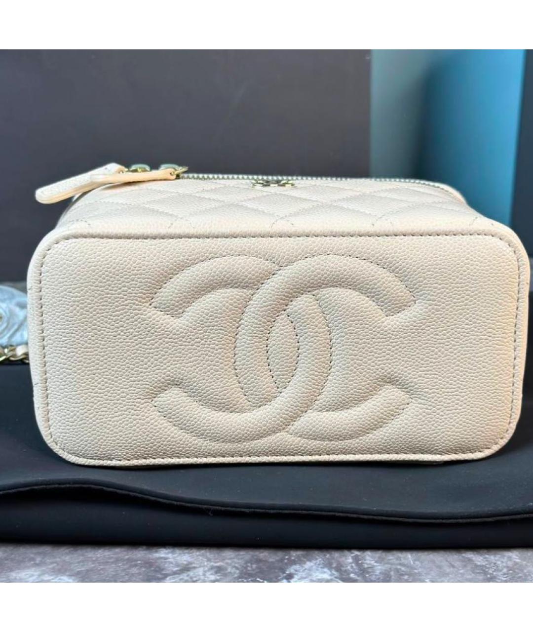 CHANEL Бежевая кожаная сумка через плечо, фото 4