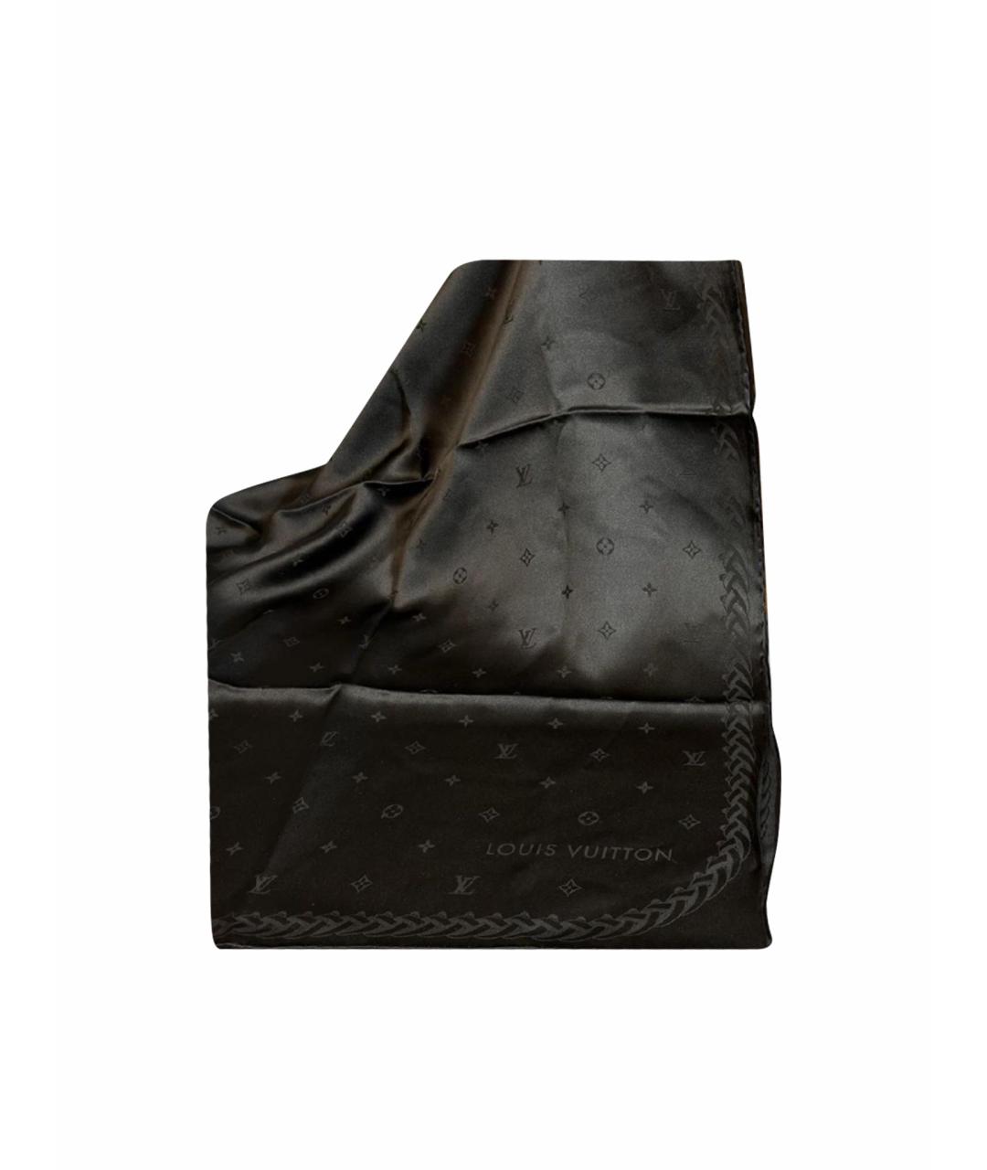 LOUIS VUITTON Черный шелковый шарф, фото 1