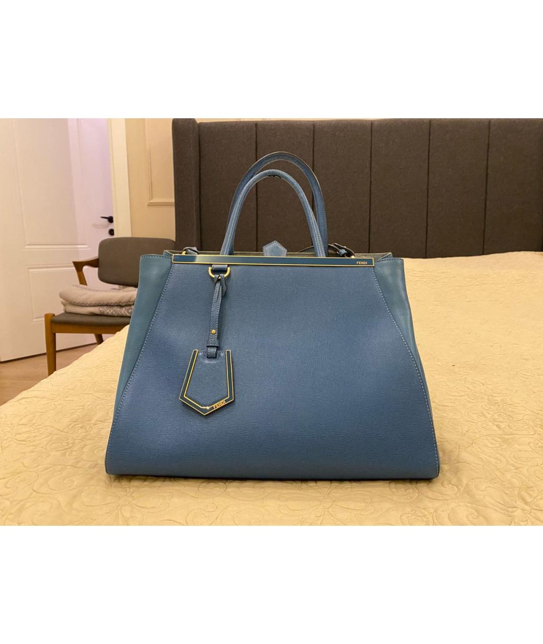 FENDI Голубая кожаная сумка тоут, фото 9