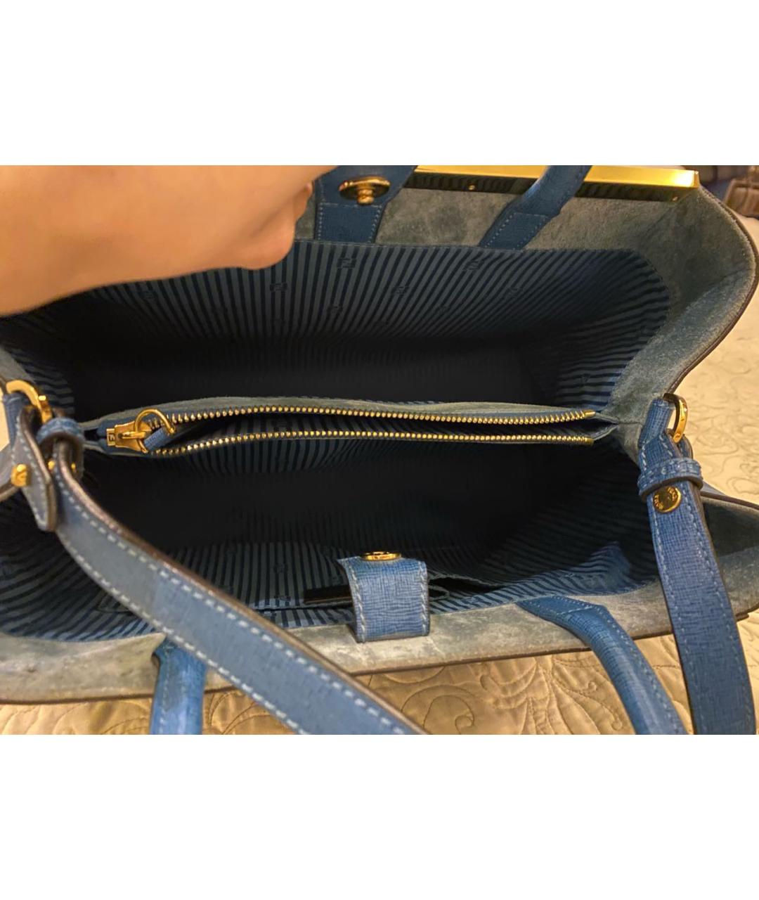 FENDI Голубая кожаная сумка тоут, фото 4