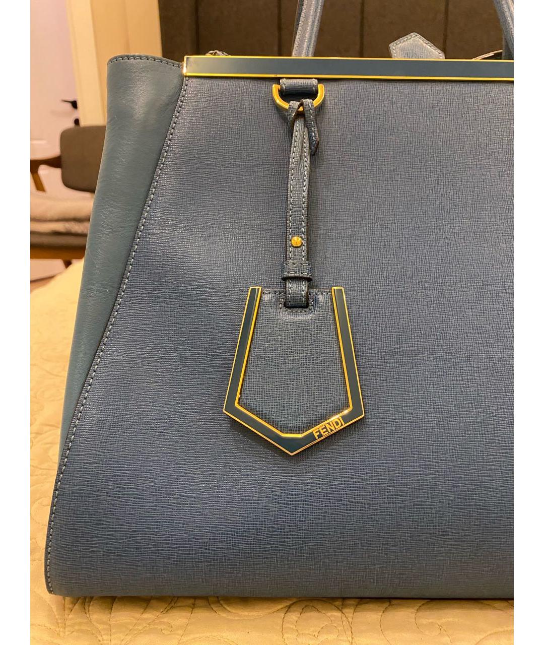 FENDI Голубая кожаная сумка тоут, фото 5