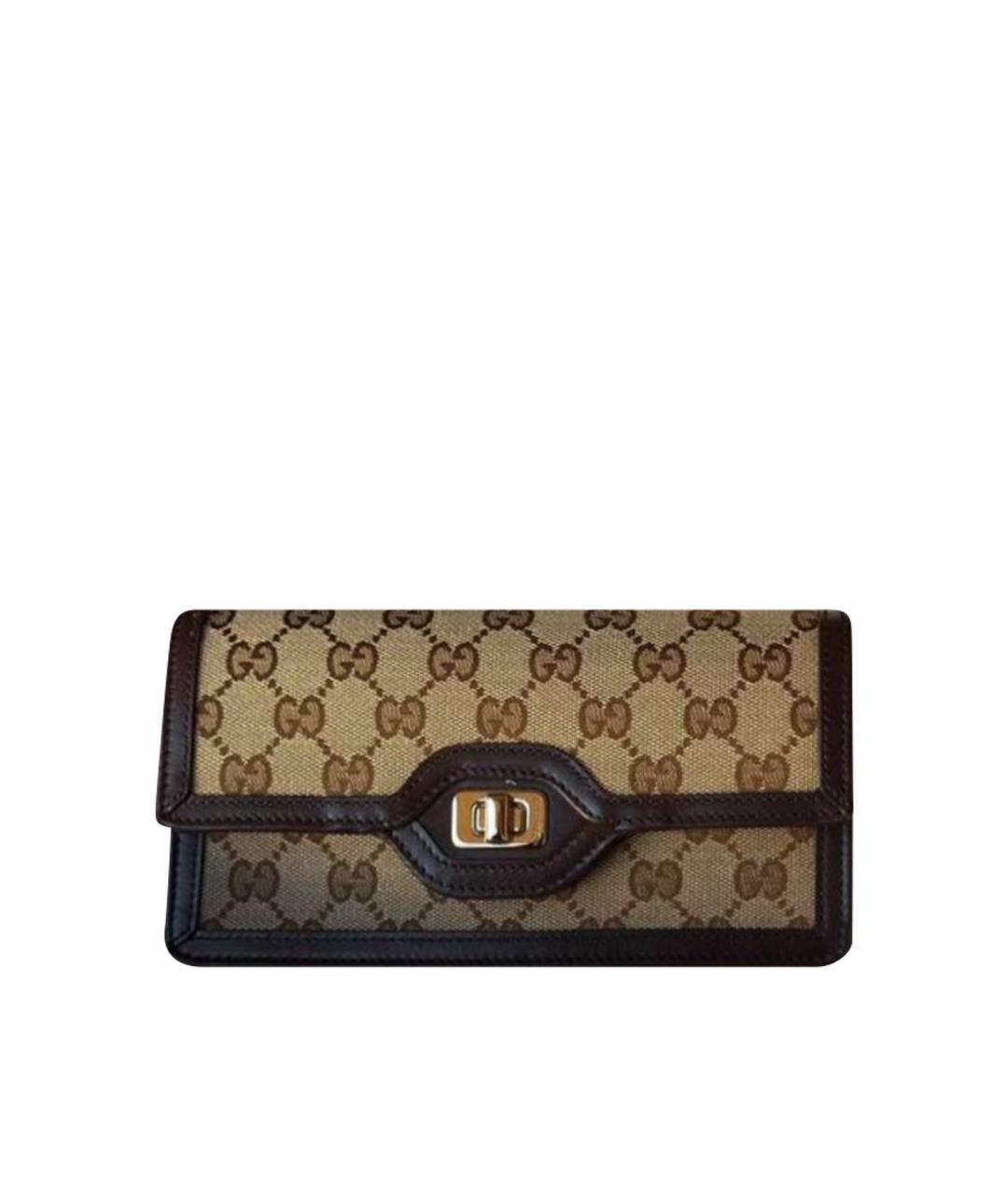 GUCCI Коричневая тканевая сумка тоут, фото 1