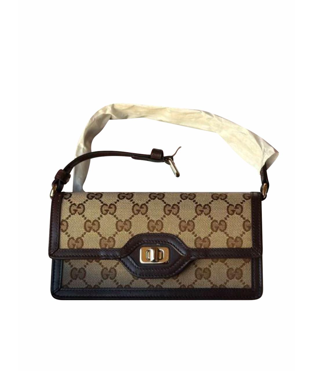 GUCCI Коричневая тканевая сумка тоут, фото 5