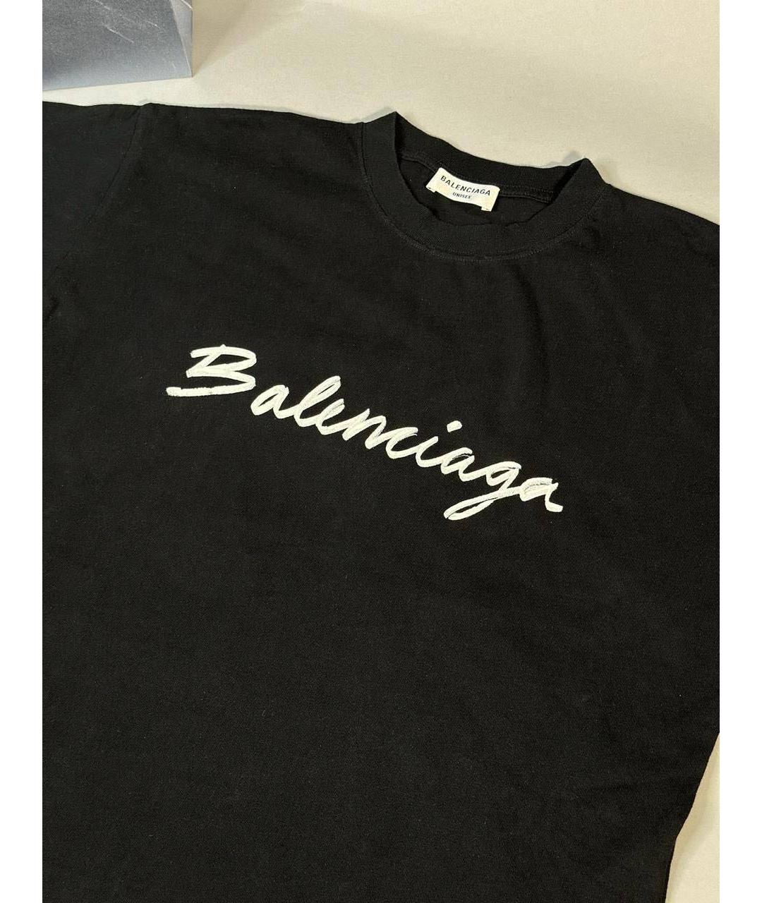 BALENCIAGA Черная хлопковая футболка, фото 3