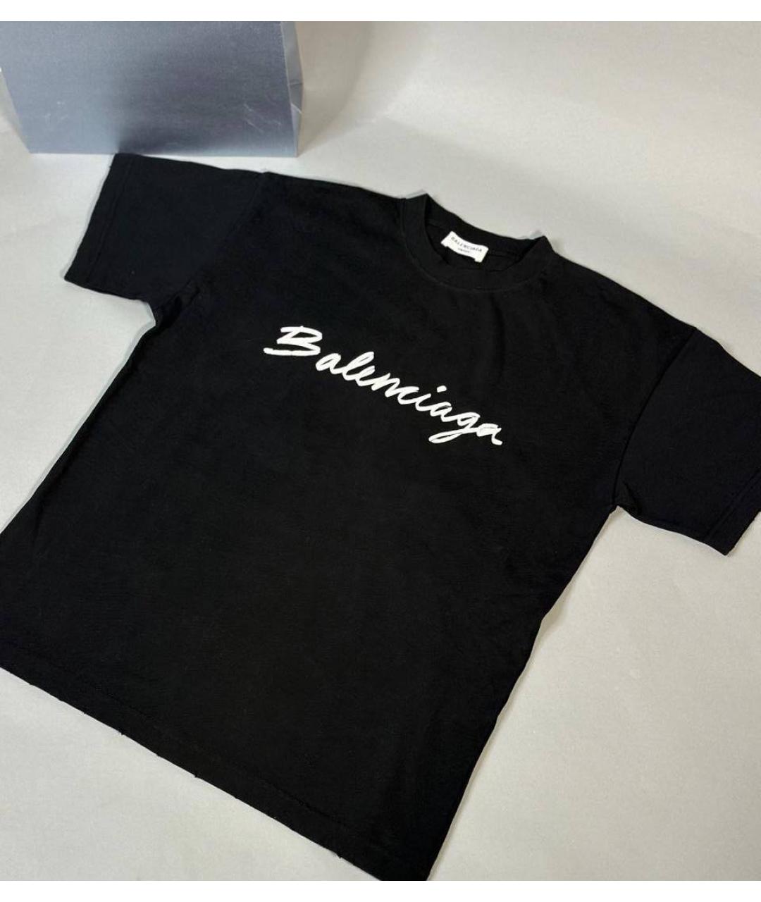 BALENCIAGA Черная хлопковая футболка, фото 4