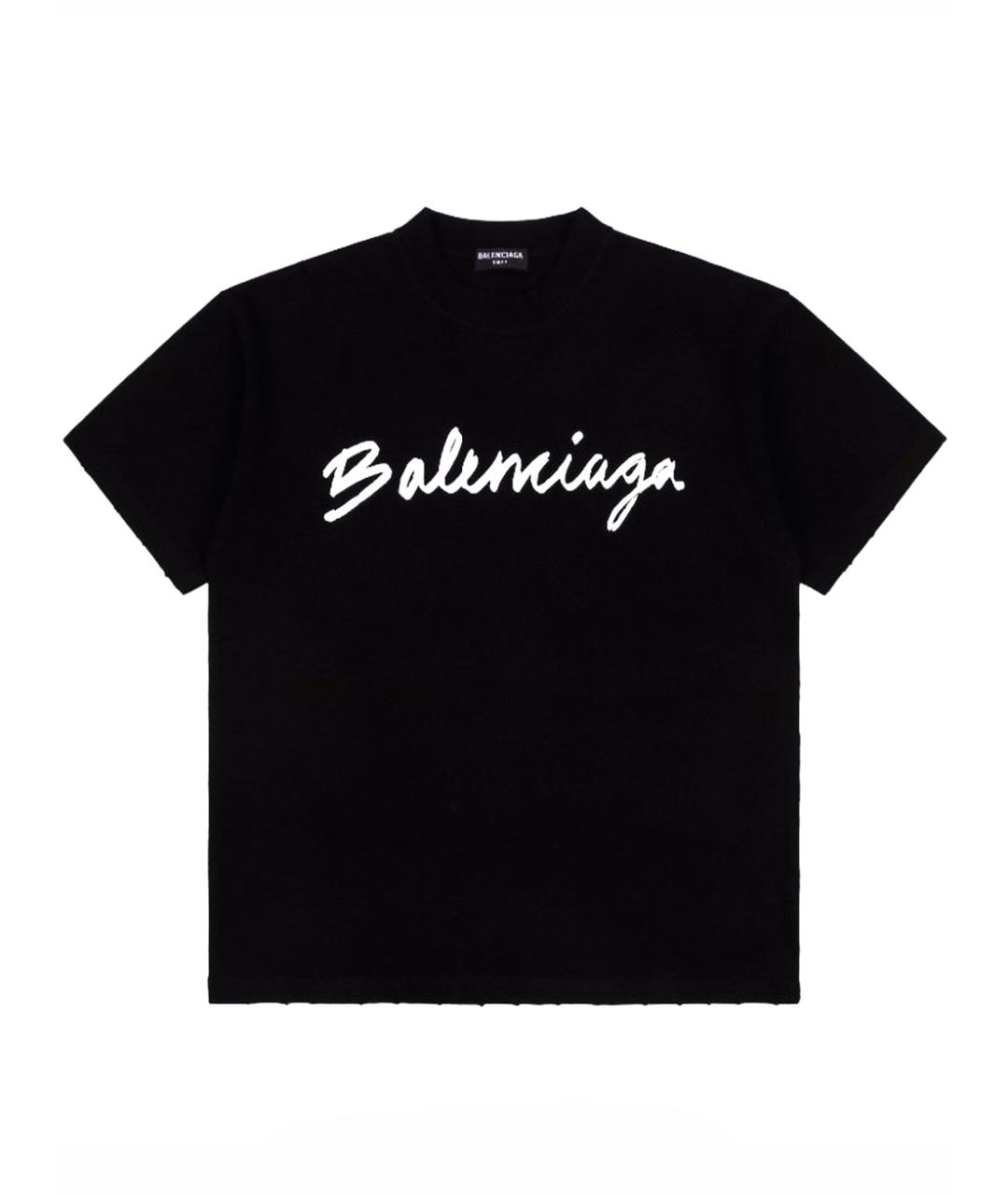 BALENCIAGA Черная хлопковая футболка, фото 1