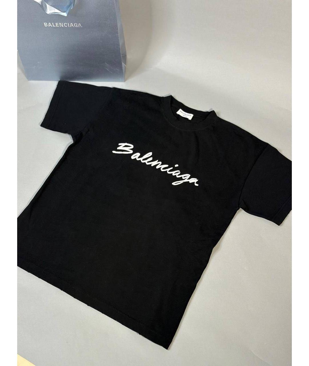 BALENCIAGA Черная хлопковая футболка, фото 2