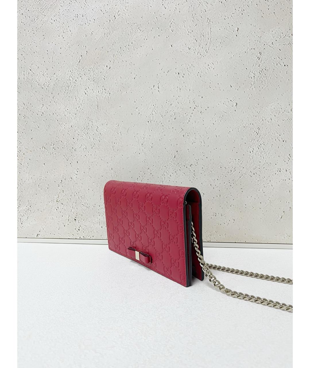 GUCCI Красная кожаная сумка через плечо, фото 3